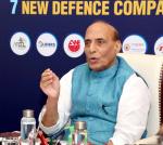 Raksha Mantri Shri Rajnath Singh virtually addressing the officers and employees of the seven defence companies, carved out of Ordnance Factory Board, at a meeting organised in New Delhi on September 30, 2022 to mark the completion of one year of their operations.