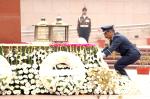 Chief of Integrated Defence Staff to the Chairman, Chiefs of Staff Committee (CISC) Air Marshal BR Krishna laying a wreath at the National War Memorial in New Delhi on the occasion of 7th Armed Forces Veterans’ Day on January 14, 2023.