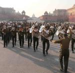 Glimpses of rehearsal of Beating the Retreat Ceremony 2023 parade on Vijay Chowk, New Delhi on Wednesday, 18 Jan 2023.  