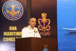 Chief of the Naval Staff Admiral R Hari Kumar addressing the fourth edition of Goa Maritime Conclave on October 30, 2023.