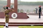 On the eve of the 75th anniversary of NCC, Defence Secretary Shri Giridhar Aramane laying a wreath and paying homage to the Bravehearts at National War Memorial, New Delhi on November 25, 2023.