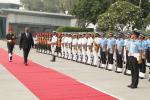 US Secretary of Defence Mr Lloyd Austin inspecting the Tri-Service Guard of Honour following his arrival at Palam Technical Area in New Delhi on November 09, 2023.
