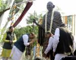 Raksha Mantri inaugurates 10-feet tall statue of Mahatma Gandhi at Gandhi Darshan near Rajghat, Delhi
