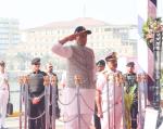 Glimpses of commissioning of stealth guided missile destroyer INS Imphal into the Indian Navy, graced by Raksha Mantri Shri Rajnath Singh, in Mumbai, Maharashtra on December 26, 2023. Also seen are Maharashtra Chief Minister Shri Eknath Shinde, Chief of the Naval Staff Admiral R Hari Kumar and Flag Officer Commanding-in-Chief, Western Naval Command Vice Admiral Dinesh K Tripathi.