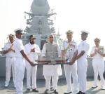 Glimpses of commissioning of stealth guided missile destroyer INS Imphal into the Indian Navy, graced by Raksha Mantri Shri Rajnath Singh, in Mumbai, Maharashtra on December 26, 2023. Also seen are Maharashtra Chief Minister Shri Eknath Shinde, Chief of the Naval Staff Admiral R Hari Kumar and Flag Officer Commanding-in-Chief, Western Naval Command Vice Admiral Dinesh K Tripathi.