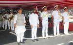 Glimpses of commissioning of stealth guided missile destroyer INS Imphal into the Indian Navy, graced by Raksha Mantri Shri Rajnath Singh, in Mumbai, Maharashtra on December 26, 2023. Also seen are Maharashtra Chief Minister Shri Eknath Shinde, Chief of the Naval Staff Admiral R Hari Kumar and Flag Officer Commanding-in-Chief, Western Naval Command Vice Admiral Dinesh K Tripathi.