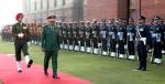 Chief of Defence Forces, Tanzania General Jacob John Mkunda inspecting the Tri-Service Guard of Honour at South Block lawns in New Delhi on December 18, 2023.