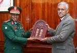 Defence Secretary Shri Giridhar Aramane in a meeting with Chief of Defence Forces, Tanzania General Jacob John Mkunda in New Delhi on December 18, 2023.