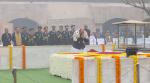 Raksha Mantri Shri Rajnath Singh paying floral tributes at the Gandhi Smriti in New Delhi on the occasion of Martyrs’ Day on January 30, 2024.