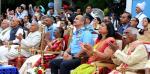 President of India Droupadi Murmu, Raksha Mantri Rajnath Singh, Air Chief Marshal V. R. Chaudhari and other dignitaries watching  Air Display organized to commemorate Air Force Day in Chandigarh on 08th October, 2022.