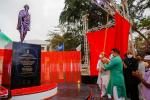 Raksha Mantri Shri Rajnath Singh unveiling a statue of Father of the Nation Mahatma Gandhi at Kavaratti, Lakshadweep on October 02, 2021.